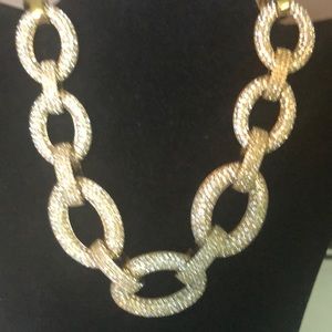 Gold and rhinestone link necklace.